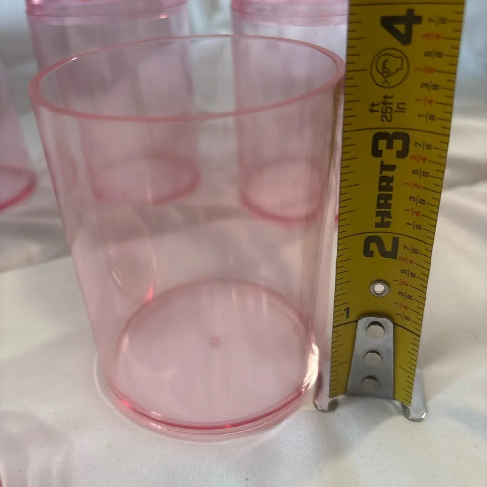 Set of 4 Pink Acrylic Canisters Organizers (Pink)
